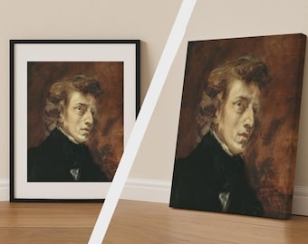 Frédéric Chopin Print by Ferdinand Victor Eugène Delacroix, Vintage Fine Art Poster, Classic Canvas Wall Art, Musician Portrait Decor