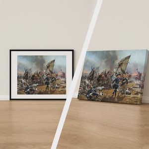 Friedrich the Great at the Battle of Zorndorf Print, Carl Röchling Historical Poster, Vintage War Canvas Wall Art