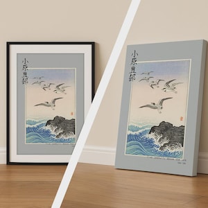 Stampa "Gabbiani" di Ohara Koson, poster d'arte giapponese con uccelli, decorazione murale naturalistica, disponibile su tela