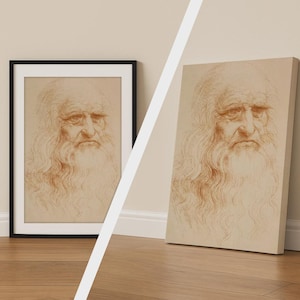 Leonardo da Vinci Portrait of a Bearded Man Print, Vintage Renaissance Wall Art Poster, Classic Canvas Fine Art Decor