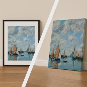 Eugène Boudin The Jetty at High Tide Print, Vintage Seascape Poster, Trouville Wall Art, Canvas Fine Art Decor