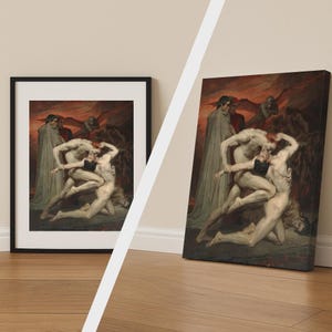 William Adolphe Bouguereau Print, Dante and Virgil in Hell Poster, Classic Fine Art Wall Decor, Canvas Available