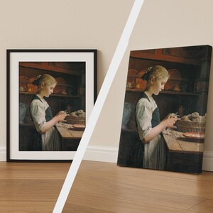 Albert Anker Print, The Small Kartoffelschälerin Poster, Vintage Fine Art Wall Decor, Canvas Available