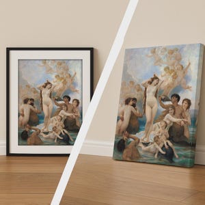 The Birth of Venus Print by William Adolphe Bouguereau, Classic Fine Art Poster, Vintage Wall Art, Canvas Available