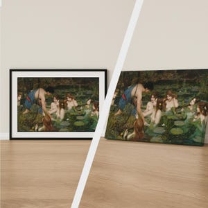 Stampa &quot;Ilas e le Ninfe&quot; di John William Waterhouse, poster d&#39;epoca di belle arti, tela artistica da parete raffigurante la mitologia classica.