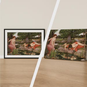 John William Waterhouse Print, Echo and Narcissus 1903 Poster, Vintage Art Wall Decor, Classic Canvas Available