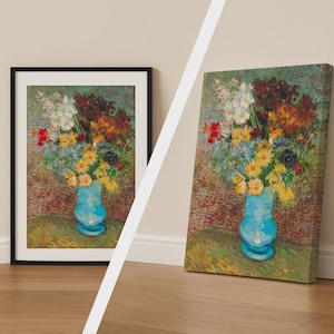 Impresión de Vincent van Gogh "Flores en un jarrón azul", póster floral vintage, lienzo de bellas artes para decoración de pared, arte abstracto moderno