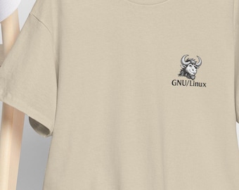 GNU/Linux T-Shirt: Minimales Brust Logo Design für Open Quellpuristen