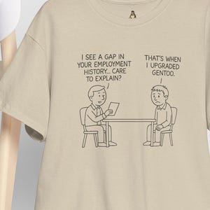 Funny Gentoo Linux T-Shirt: Comic Geek Humor Tee