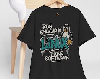GraffitiLinux T-Shirt: Run GNU/Linux, Tux Penguin
