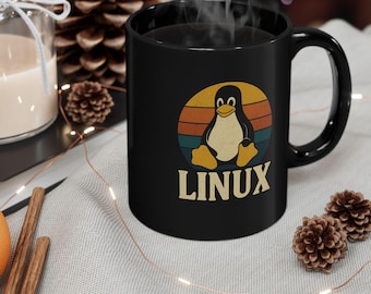Linux Retro Black Mug: Tech Lover Gift