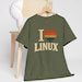 I Love Linux Retro T-Shirt: Vintage Striped Heart Design for Open Source & Linux Fans view 1