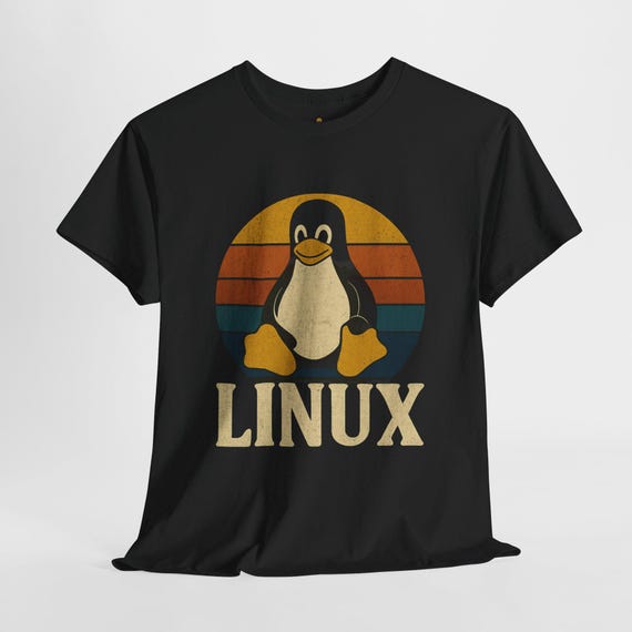 Retro Linux T-Shirt: Vintage Tux Penguin Graphic, Open Source