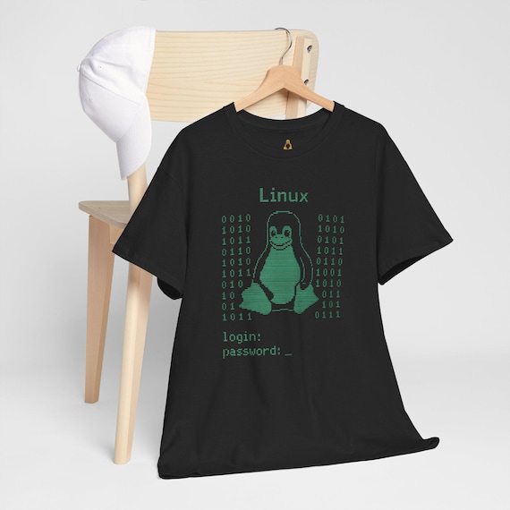 Retro Linux Terminal T-Shirt: Green Tux Hacker Tee