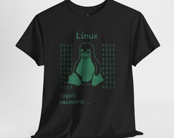 Retro Linux Terminal T-shirt: Green Tux Hacker Tee - Etsy