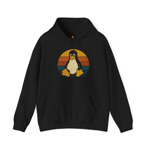 Retro Tux Penguin Hoodie: Vintage Linux Programmer Gift