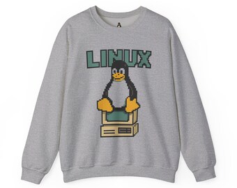 Linguin Tux Pinguin Sweatshirt: Retro Pixel Art Computer Rundhalsausschnitt
