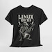 Linux Rocks T-Shirt: Skeleton Penguin Guitarist, Metalhead Coder Tee view 2