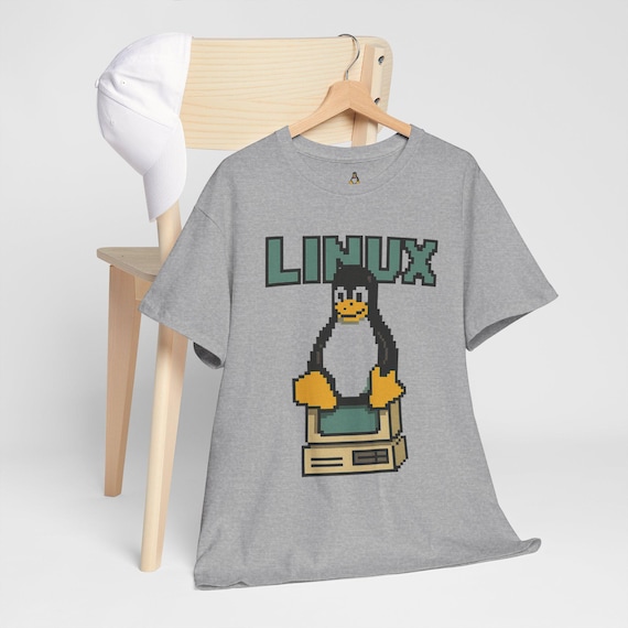 Pixel Tux Linux T Shirt - 8-Bit Penguin Computer Tee for Programmers & Open Source Fans