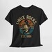 Vintage Linux Rocks T-Shirt: Penguin Guitar Design, Open Source Geek Tee view 2