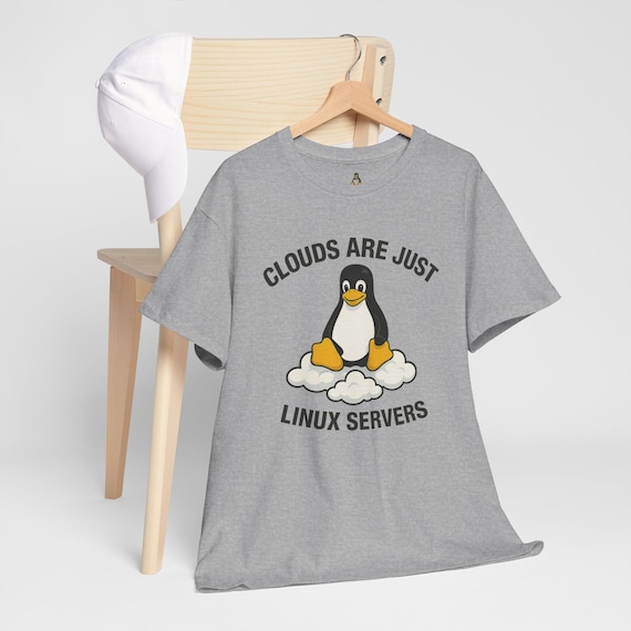 Funny Sysadmin T-Shirt – Clouds Are Just Linux Servers, Tux Penguin