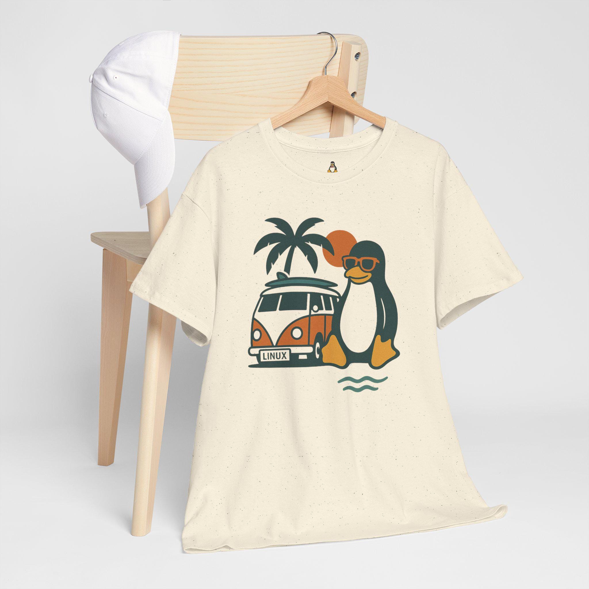 Retro Linux T Shirt - Vintage Summer Penguin Tee for Developers