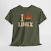 I Love Linux Retro T-Shirt: Vintage Striped Heart Design for Open Source & Linux Fans view 2