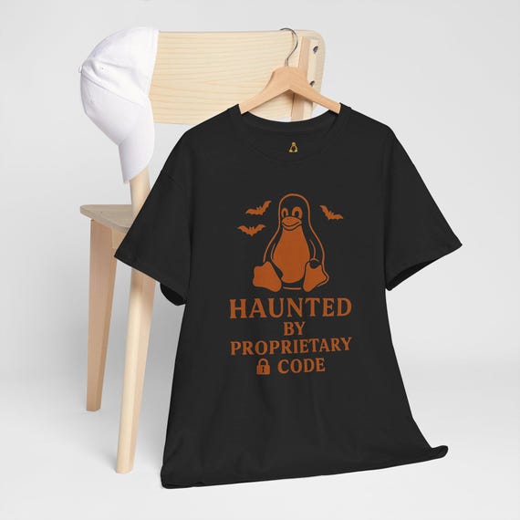 Haunted by Proprietary Code T-Shirt: Funny Halloween Linux Tee