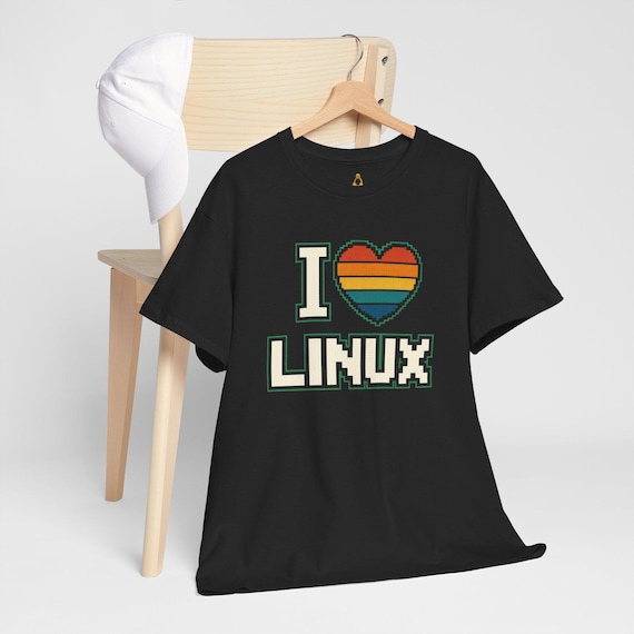 I Love Linux T-Shirt: Retro Pixel Heart Design for Linux Fans & Open Source Lovers