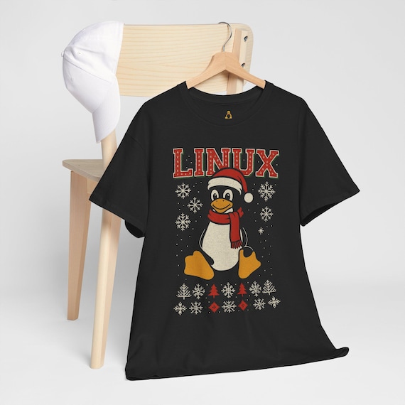 Linux Christmas T-Shirt: Festive Tux Penguin Sweater Tee