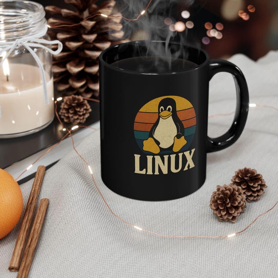 Linux Retro Black Mug: Tech Lover Gift