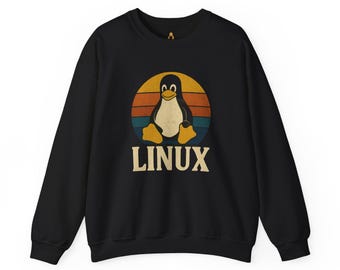 RetroLinux Sweatshirt: Vintage Tux Pinguin Rundhalsausschnitt