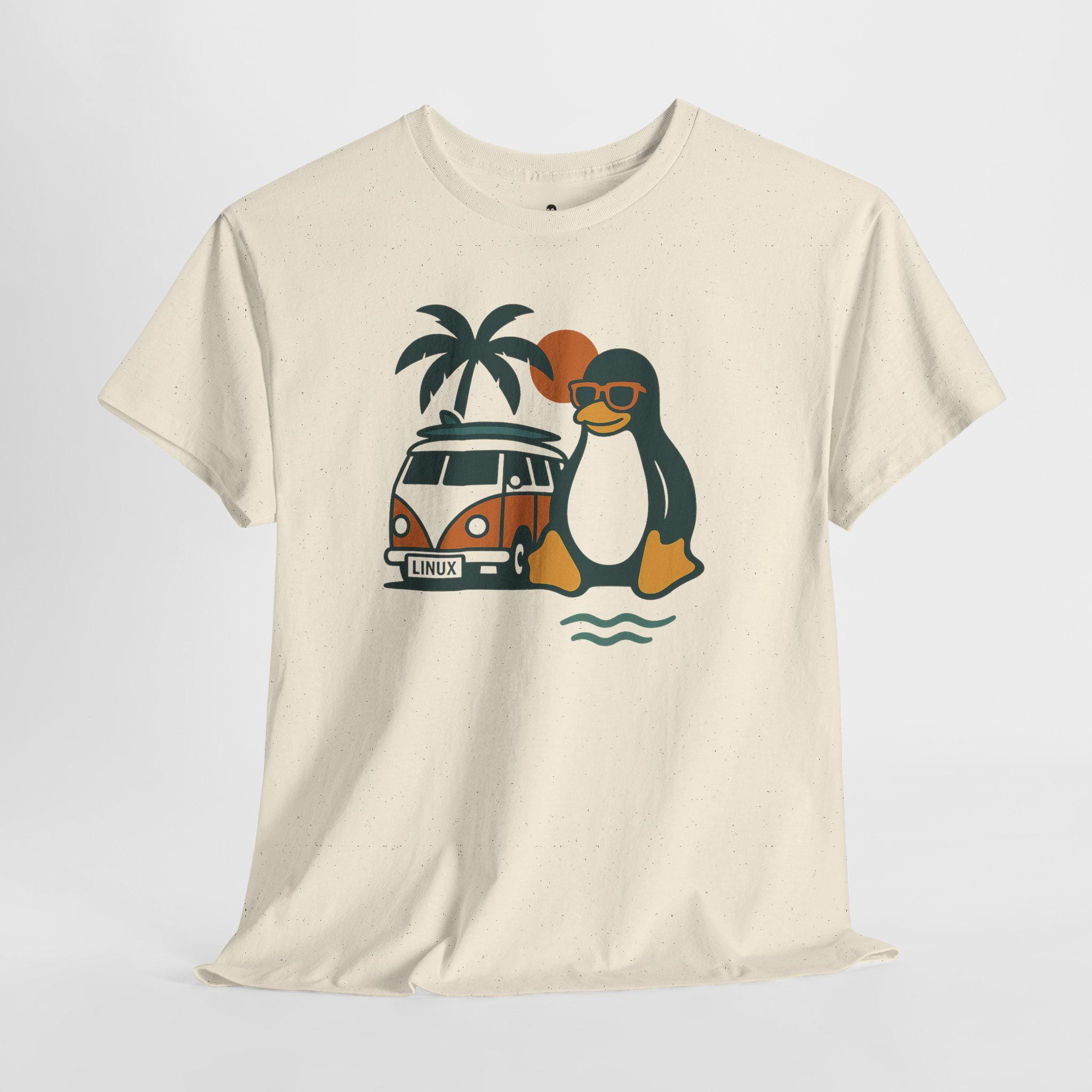 Retro Linux T Shirt - Vintage Summer Penguin Tee for Developers