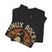 Vintage Linux Rocks T-Shirt: Penguin Guitar Design, Open Source Geek Tee view 4
