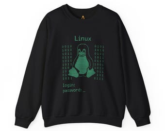 Retro Laptop Sweatshirt: Hacker Pinguin, Programmierer Geschenk