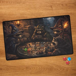 Raccoon MTG Playmat with Card Zones - Trash Panda Custom TCG Deskmat for Magic the Gathering