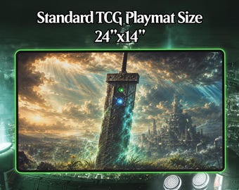 Final Fantasy 7 MTG Playmat - Buster Sword Custom TKG Schreibtischunterlage für Magic the Gathering