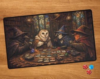 Bird MTG Playmat mit Card Zones - Scholar Flock Custom TKG Schreibtischunterlage für Magic the Gathering