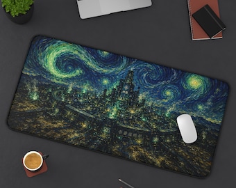 Final Fantasy 7 Remake Schreibtischunterlage | Midgar Sternennacht FF7 Großes Mousepad XL
