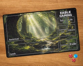 Forest MTG Playmat mit Card Zones - Fantasy Nature benutzerdefinierte TKG Schreibtischunterlage für Magic the Gathering