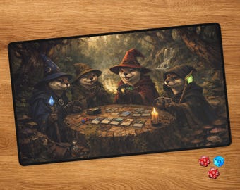 Tappetino da gioco Otter MTG con zone per carte - Tappetino da scrivania personalizzato River Otters TCG per Magic the Gathering