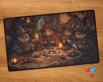 Tappetino da gioco MTG con scoiattolo e zone per le carte - Tappetino da scrivania personalizzato Tree House per Magic the Gathering