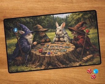 Kaninchen MTG Playmat mit Card Zones - Forest Bunnies Custom Tcg Playmat für Magic the Gathering
