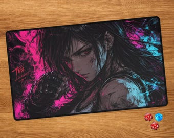 Tifa Lockhart Anime MTG Playmat - Ink Sketch Final Fantasy VII TKG Schreibtischmatte FF7 Remake