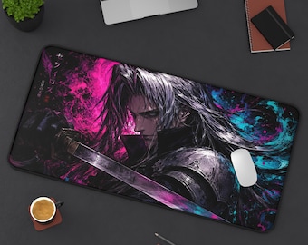 Sephiroth Schreibtischunterlage | Final Fantasy VII Ink Sketch Großes Mousepad XL