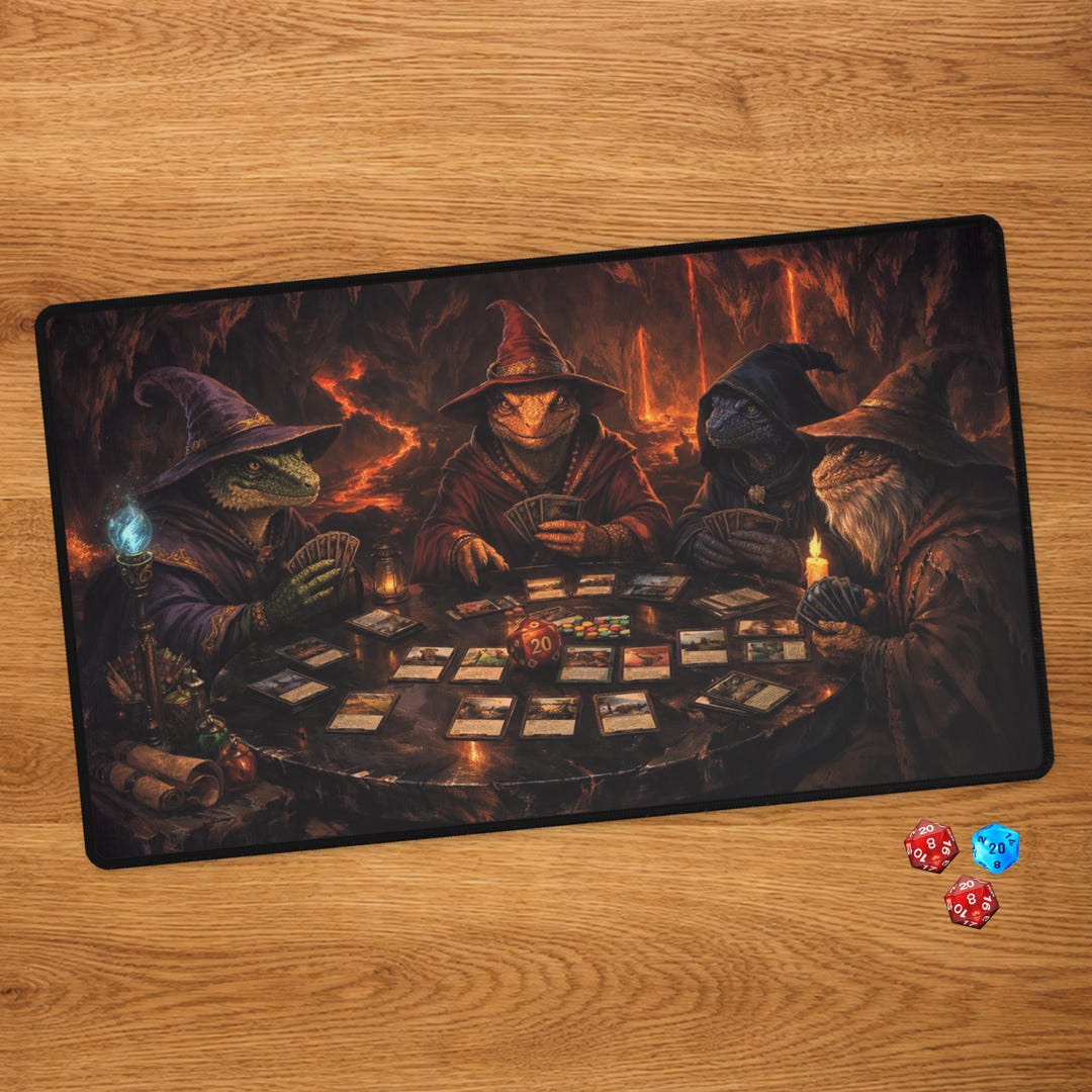 Lizard MTG Playmat With Card Zones - Bloomburrow TCG Deskmat for Magic ...