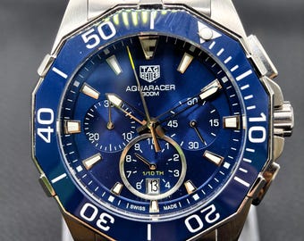 Zegarek męski na rękę z kwarcowym wskaźnikiem daty i chronografem Tag Hauer Aquaracer