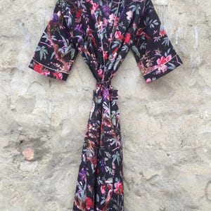 Women&#39;s Cotton Kimono | Dressing Gown | Beach Cover Up | Travel, Resort & Loungewear