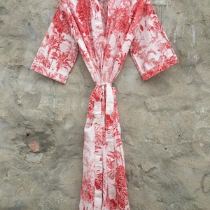 Hand Block Print Cotton Kimono Robe: Boho Beach Cover Up, Plus Size
