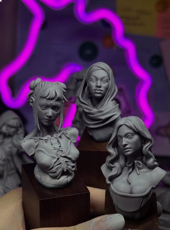 Set of three academic busts from Muses, printed busts